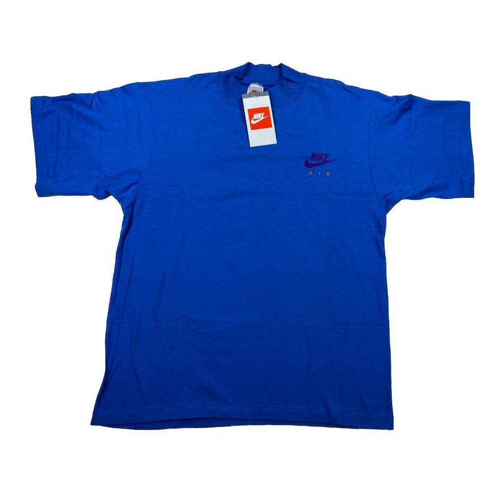 Vintage Nike Air Swoosh T-Shirt Blue Unisex Medium 80's Deadstock NWT USA